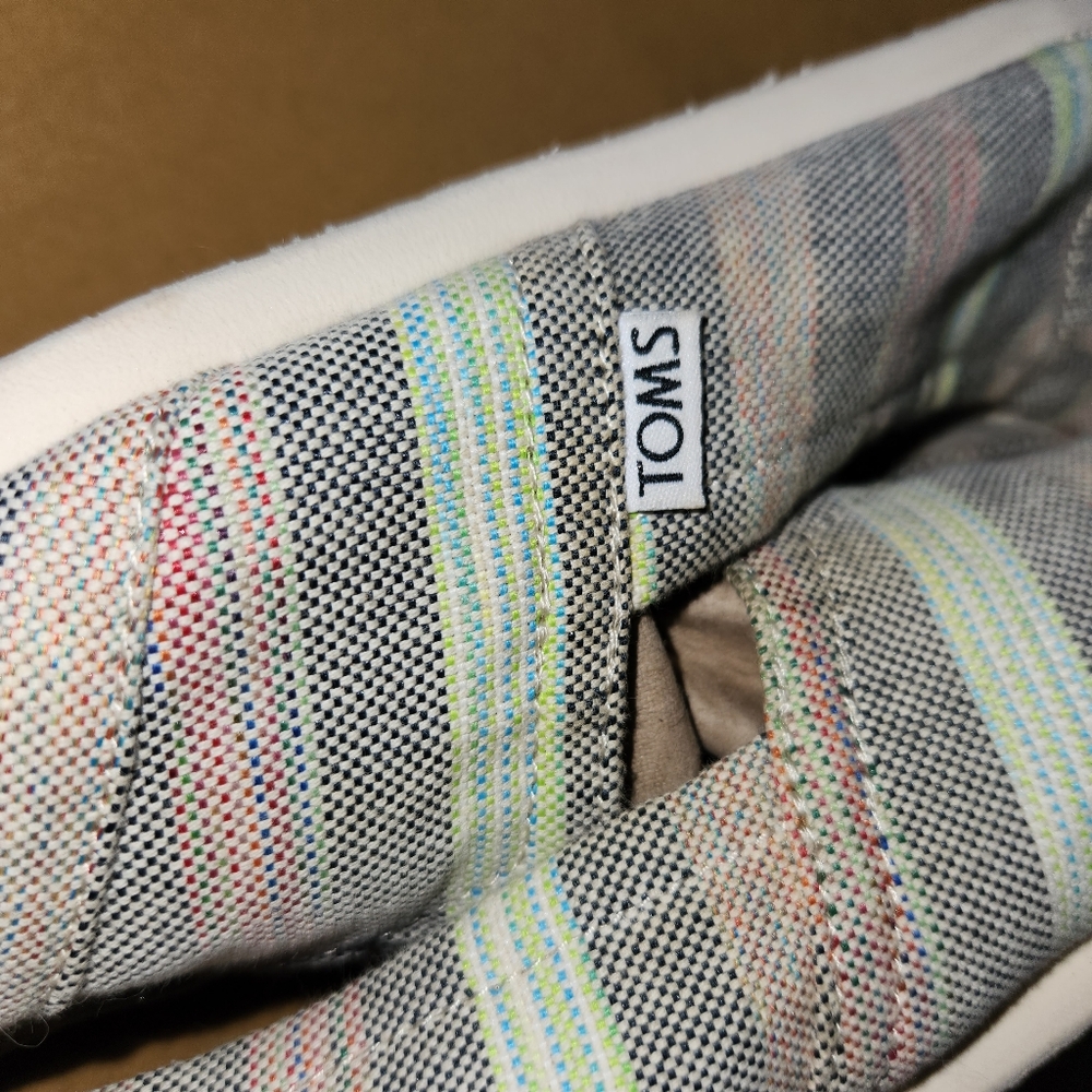 Women's TOMS Shoes Denim Stripe Neutral/Pastel Tone Slip-on Flats